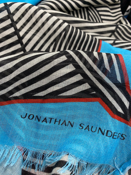 DS-1012-A "SKY ORIGAMI" - JONATHAN SAUNDERS DIGITAL PRINT CASHMERE SILK SCARF. MADE IN ITALY