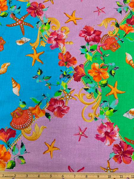 CP-7666W MARINE FANTASIA PRINT COTTON POPLIN. A CUT OF 1-5/8 YARDS. ITALY