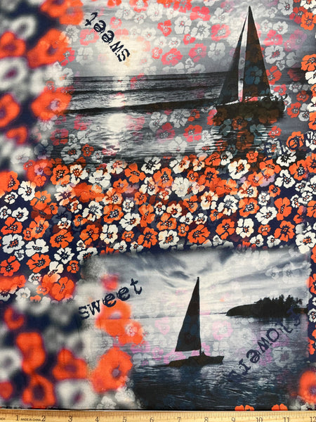 RV-7627W-B SAIL AWAY  PRINT VISCOSE SATIN FINISH. ITALY