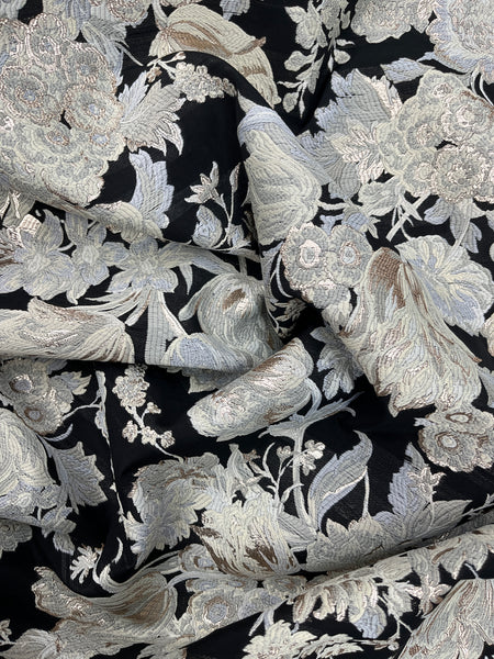 MB-7657W EXCLUSIVE DESIGNER SILK BLEND BURNOUT JACQUARD. ERDEM. ITALY.