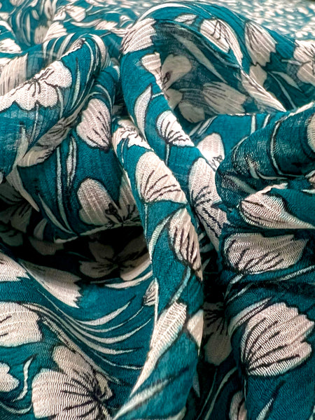 S-7633W FLORAL PRINT SILK VISCOSE CREPON. ITALY