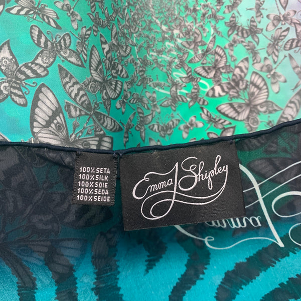 ES-1044-B "MARIPOSA MECÁNICA" - EMMA SHIPLEY DIGITAL PRINT SILK SCARF. MADE IN ITALY