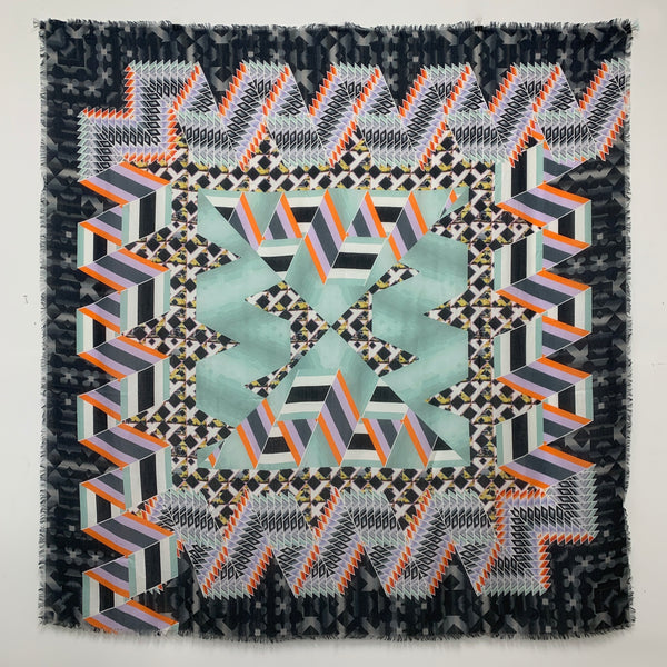 DS-2010 "ORIGAMI" - PETER PILOTTO DIGITAL PRINT CASHMERE MODAL SCARF. MADE IN ITALY