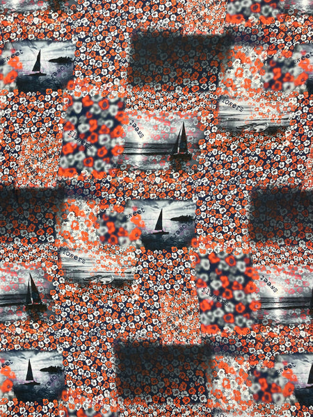 RV-7627W-B SAIL AWAY  PRINT VISCOSE SATIN FINISH. ITALY